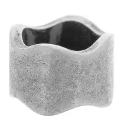 Cuenta pasante ondulada para cordón 7,5 mm plateado envejecido x1