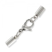 Cierre mosquetón 12 mm con terminal para cordón plano 3 mm Acero inox|raw }}