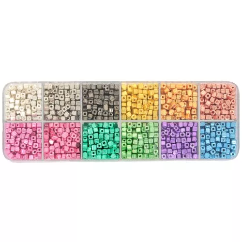 Preciosa Ornela 3.4x3.4 mm cubo cuentas surtido - Metálico x200g