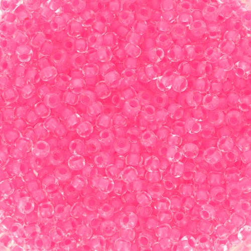 Cuentas de Rocalla Preciosa 11/0 de 2 mm - Crystal Neon Pink Lined x 20 g