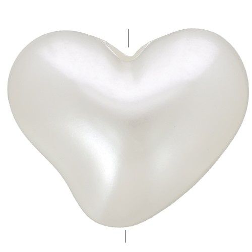 Cuentas corazón redondas 14x17 mm imitación perla de agua dulce - Blanco nacarado x10