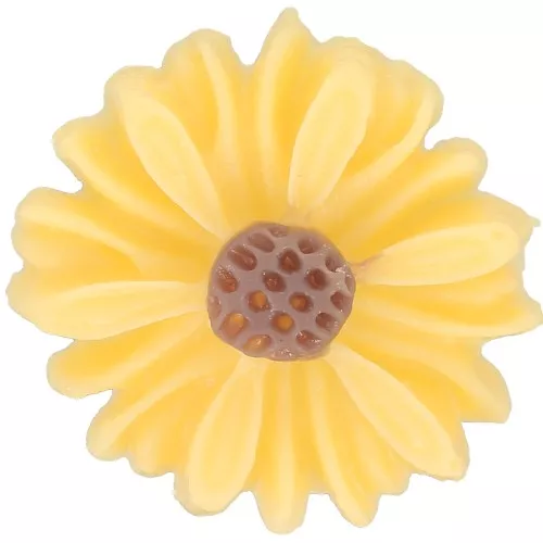 Cabujón flor resina 13 mm - Amarillo - Marrón x1
