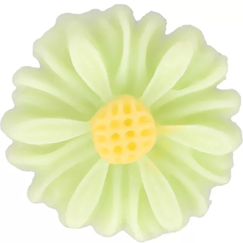 Cabujón flor resina 13 mm - Verde claro - Amarillo x1