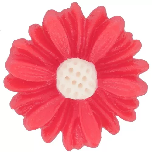 Cabujón flor resina 13 mm - Rojo - Blanco x1