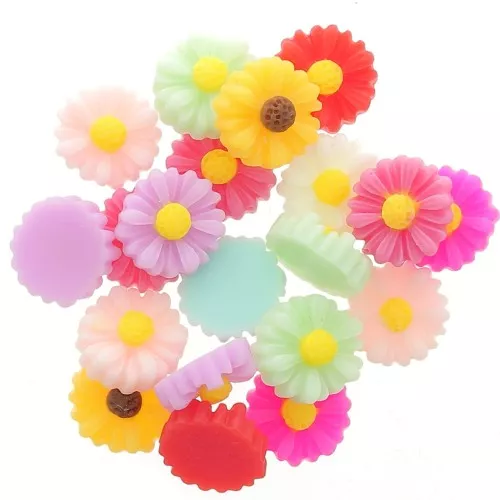 Cabuchones de flores de resina 10 mm - Multicolor x20