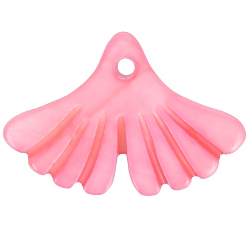 Lentejuela nacarada hoja de ginkgo 12x17 mm - Rosa x1