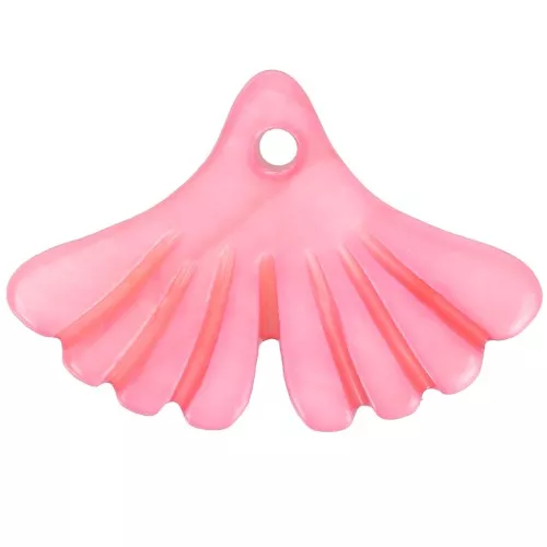 Lentejuela nacarada hoja de ginkgo 12x17 mm - Rosa x1