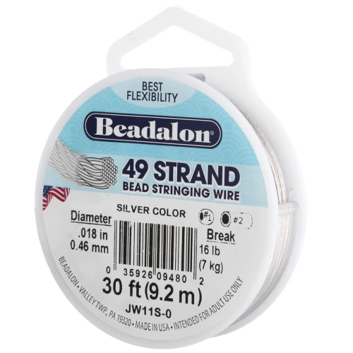 Hilo de Acero 49 hebras 0.46 mm Plateado x9,2 m