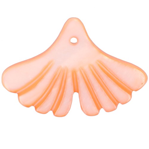 Lentejuela nacarada hoja de ginkgo 12x17 mm - Naranja x1