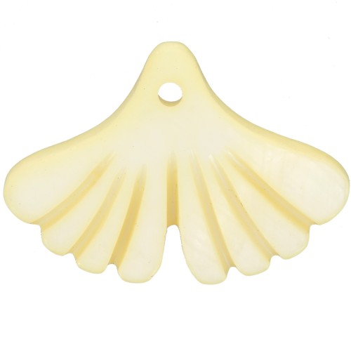Lentejuela hoja de ginkgo 12x17 mm en nácar tintado - Amarillo claro x1