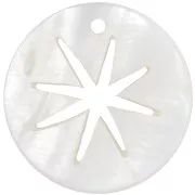 Colgante redondo de nácar, 20 mm - motivo Estrella del Norte calado - Natural x1