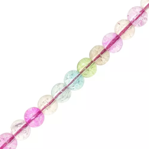 Cuentas de vidrio redondas 6,5 mm - Cracked Beads - Multicolor x38cm