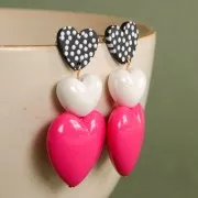 Cuentas de cerámica corazón 13,5x16 mm - Multicolor x30cm