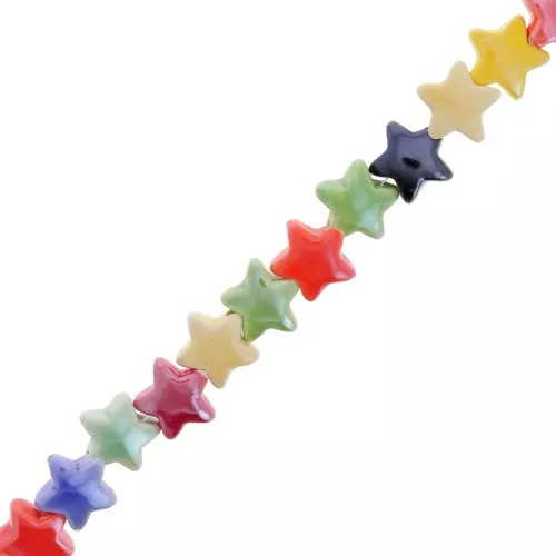 Cuentas de cerámica en forma de estrella 14 mm - Multicolor x29cm
