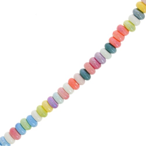 Cuentas arandalas Heishi de cerámica de 8x5 mm - Multicolor x28 cm