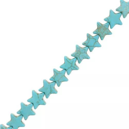 Cuentas estrella 15 mm imitación gema teñida Howlita - Turquesa x38cm
