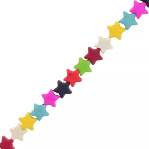 Cuenta estrella 12 mm imitación gema teñida Howlita - Multicolor x37cm