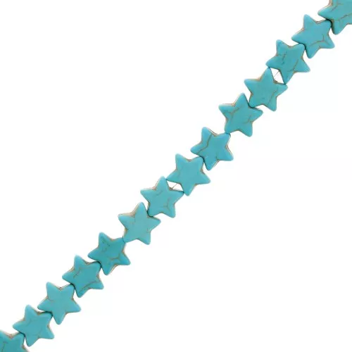 Cuentas estrella 12 mm imitación gema teñida Howlita - Turquesa x37cm