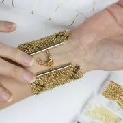 Terminal para tejido de cuentas 35 mm Dorado con oro fino x1