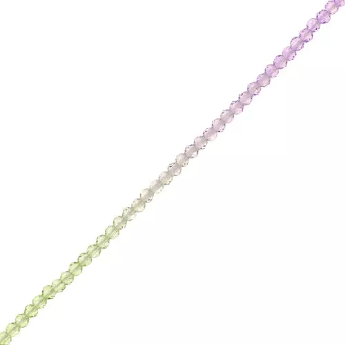 Cuentas facetadas redondas 2 mm - Tie and dye - Lila - Verde - Cristal x37cm