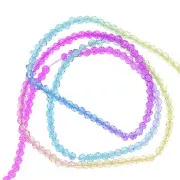 Cuentas facetadas redondas 2 mm - Tie and dye - Fucsia - Turquesa - Amarillo x37cm