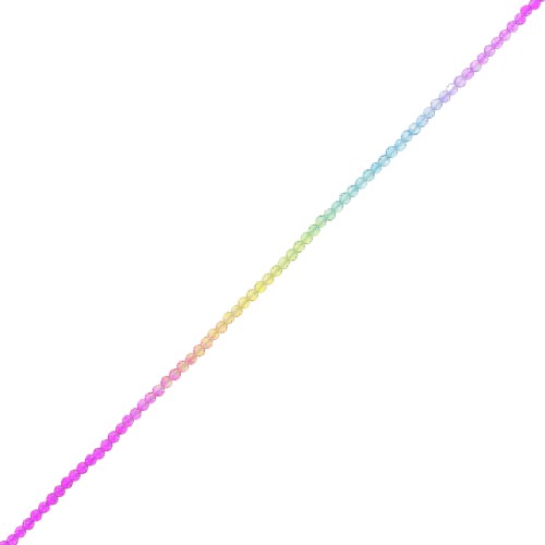 Cuentas facetadas redondas 3 mm - Tie and dye - Fucsia - Azul - Verde x37cm