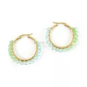 Cuentas facetadas redondas 4 mm - Tie and dye - Azul - Verde claro x35cm