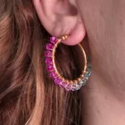 Cuentas facetadas redondas 4 mm - Tie and dye - Violeta - Verde x37cm