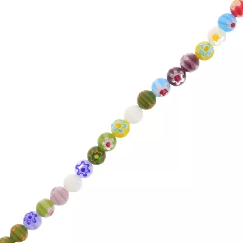 Cuentas de vidrio Millefiori 8 mm - Multicolor x36cm