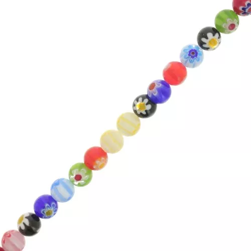 Cuentas de vidrio redondas Millefiori 10 mm - Multicolor x36cm