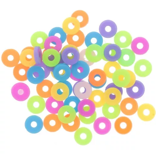 Cuentas arandalas plástico Heishi 6x1 mm - Multicolor x10g