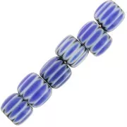 Tubo de cuentas de vidrio Millefiori 6x7 mm - Azul oscuro x10