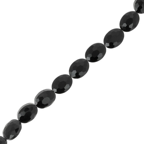 Cuentas de vidrio facetadas ovaladas 16x12 mm - Jet x32cm