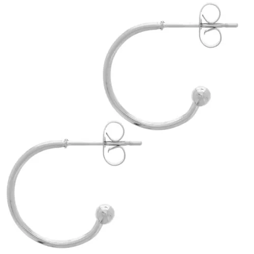 Creoles con bola pequeña 15 mm - acero inoxidable 304L x2
