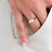 Anillo intercambiable fino - Talla 52 - chapado en oro de 3 micras x1