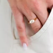 Anillo intercambiable fino - Talla 54 - chapado en oro de 3 micras x1