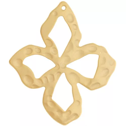 Colgante Flor Martillada 35x31 mm - Dorado con oro fino satinado x1