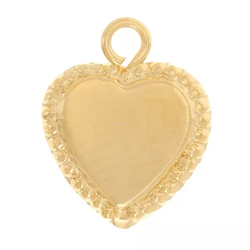 Colgante corazón 9,5x8 mm con bolitas - Gold filled (oro laminado) x1