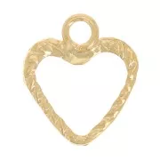 Mini corazón hueco 8x7 mm efecto cuerda - Gold filled (oro laminado) x1