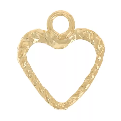 Mini corazón hueco 8x7 mm efecto cuerda - Gold filled (oro laminado) x1