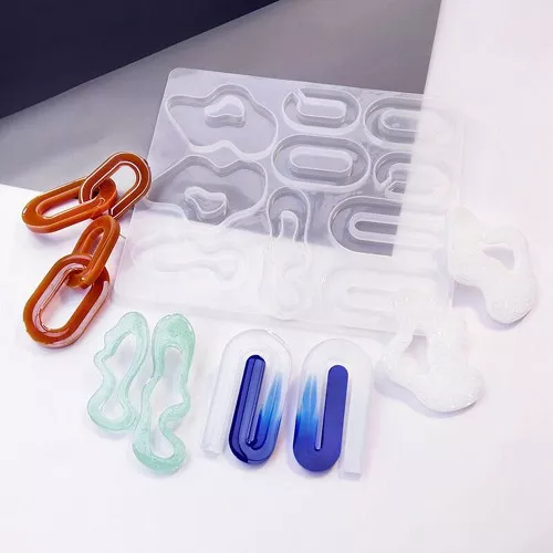Molde de silicona para realizar 10 formas geométricas en resina - Transparente x1