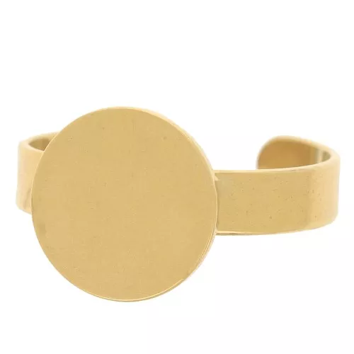 Anillo ajustable para cabujón base plana de 12 mm Acero inoxidable dorado 316L x1