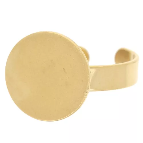 Anillo ajustable para cabujón de base plana de 14 mm - Acero inoxidable dorado 304 x1