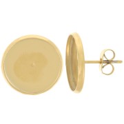Pendientes para cabujón plano de 14 mm - Acero inoxidable dorado 304 x2|raw }}