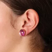 Pendientes para cabujón plano de 14 mm - Acero inoxidable dorado 304 x2