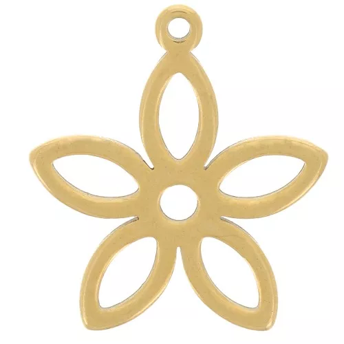 Colgante Flor Hueca 17.5x16 mm - Acero Inoxidable Dorado 304 x1