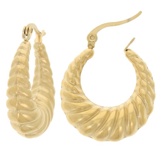 Aros retorcidos curvos 25 mm - Acero inoxidable dorado 304 x2