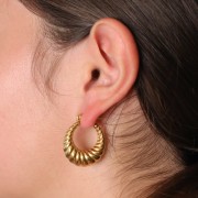 Aros retorcidos curvos 25 mm - Acero inoxidable dorado 304 x2