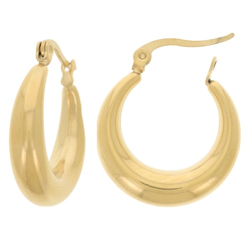 Pendientes de aro abombados 22 mm - Acero inoxidable 304 Dorado x2