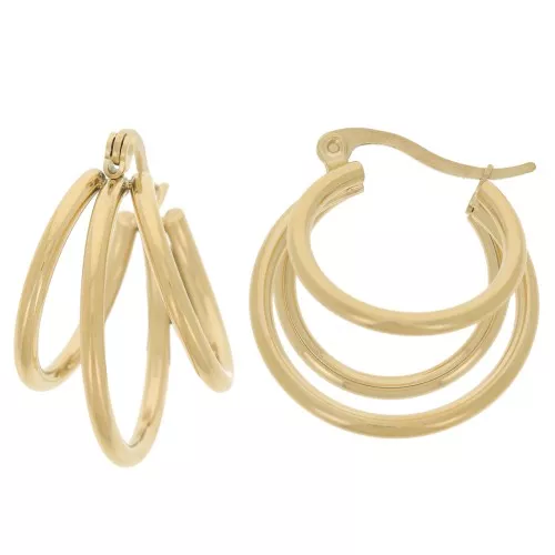 Pendientes 3 hilos de 24 mm de acero inoxidable 304 dorado x2